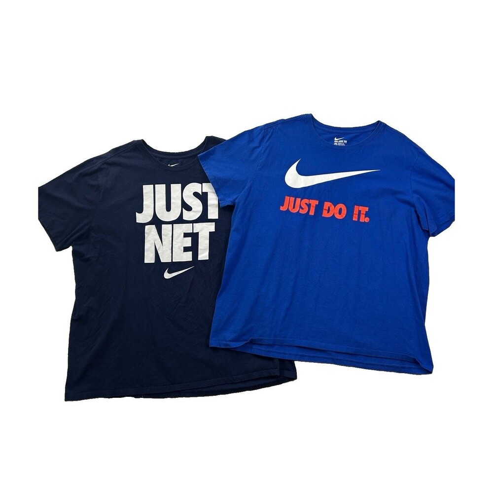 Nike Graphic Shirt Lot of 2 XXL Athletic Cut Just Do It Blue Navy Basketball Tee